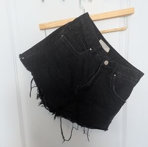 Streetwear Society Black Washed Denim Cutoff Shorts